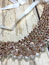Load image into Gallery viewer, Rosegold on white tie-on collar
