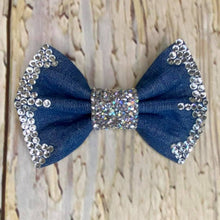 Load image into Gallery viewer, Denim and bling bow tie
